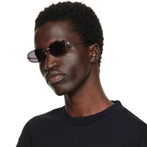 Off-White Men Sunglasses Gold Grey Oval OERI13M MIAMI 7607 NEW AUTHENTIC - Picture 12 of 12